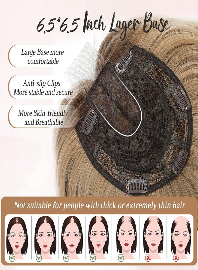 Molefi Hair Toppers for Women with Thinning Hair,16 Inch Full-End Topper,Synthetic Wiglets Pieces For Women 6.5"x6.5"Large Base for Daily Use(Ombre Dirty Blonde with Dark Root) - Image 4